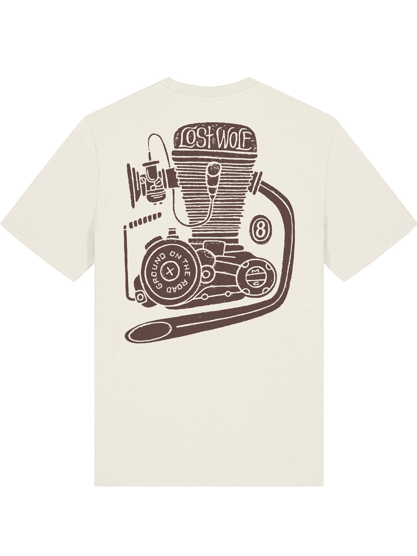 Engine T-shirt - Off White & Brown