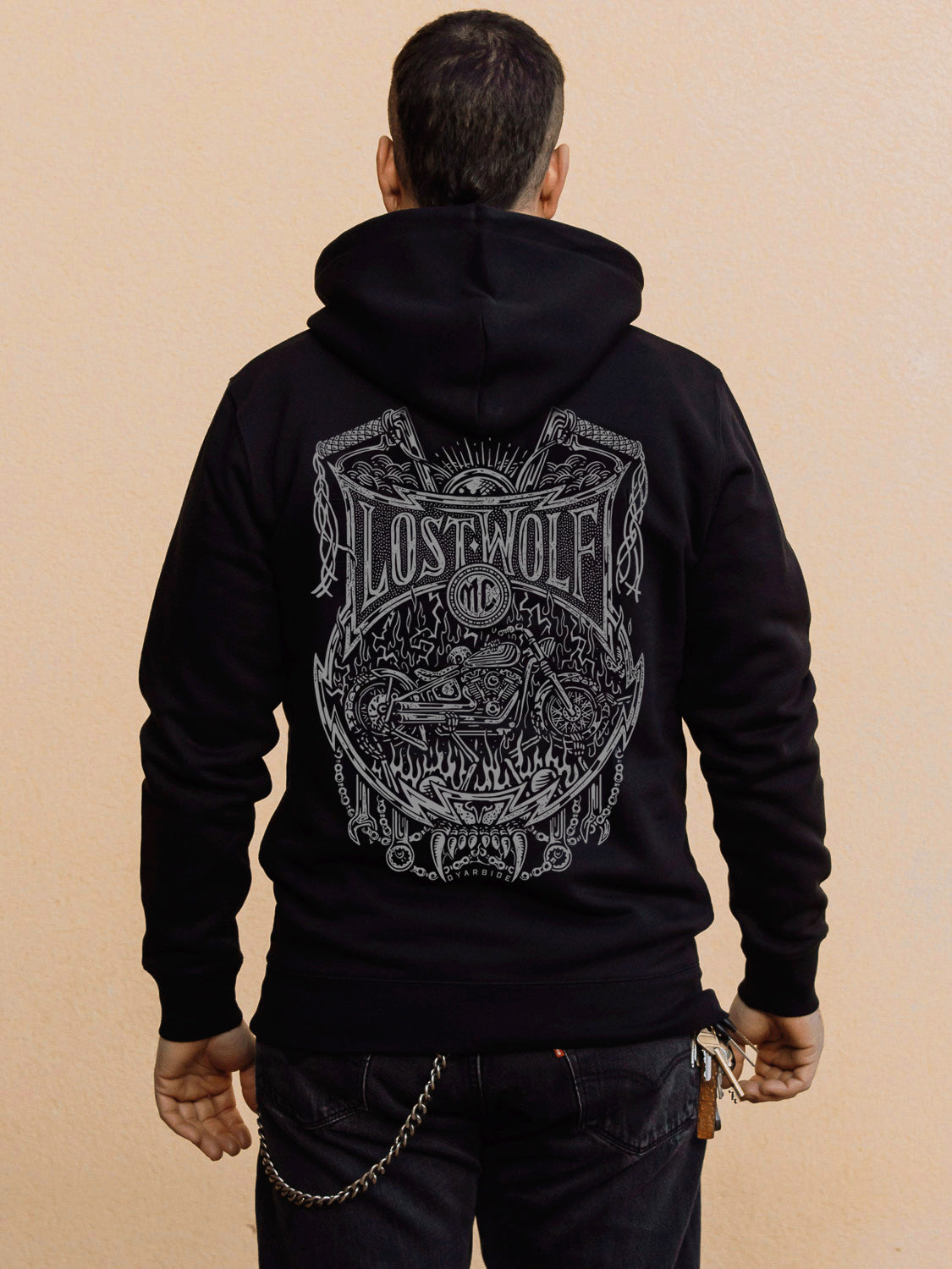 Chains Of Fire Hoodie - Black by Pedro Oyarbide