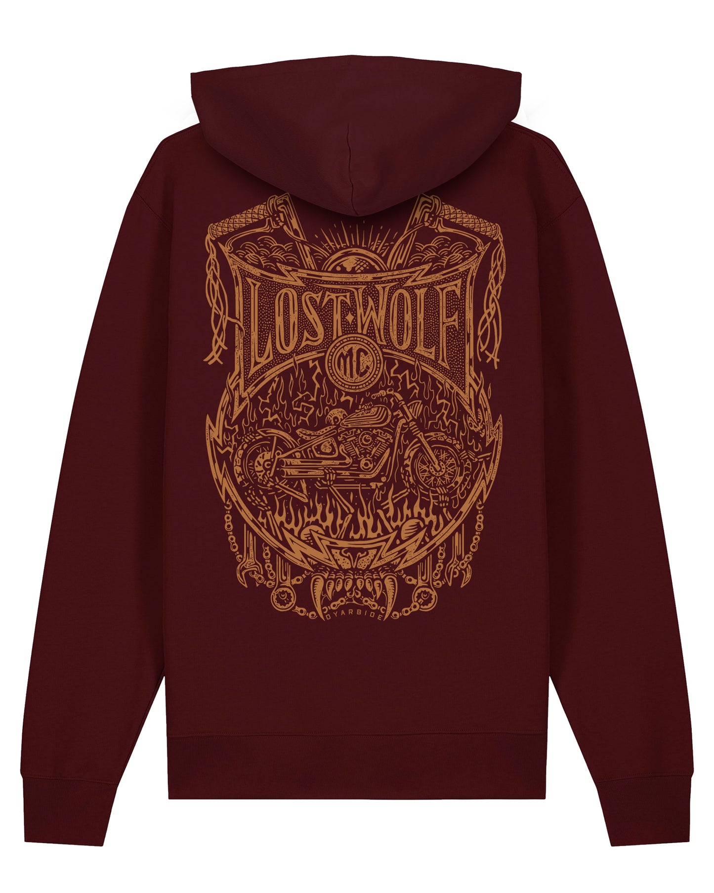 Chains Of Fire Hoodie - Wine by Pedro Oyarbide