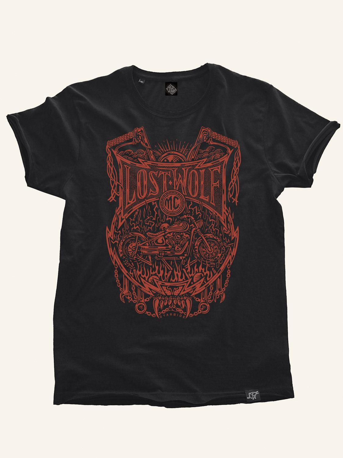 Chains Of Fire T-shirt - Lead Grey by Pedro Oyarbide