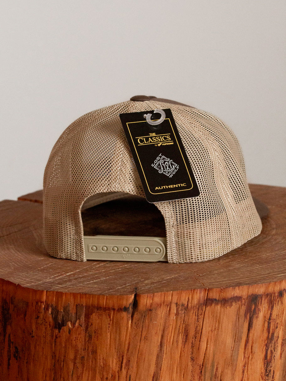 Wolf Khaki 5 Panel Cap - Retro Trucker 2-Tone Cap