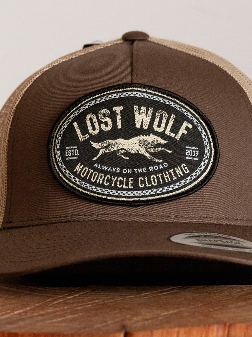 Wolf Khaki 5 Panel Cap - Retro Trucker 2-Tone Cap