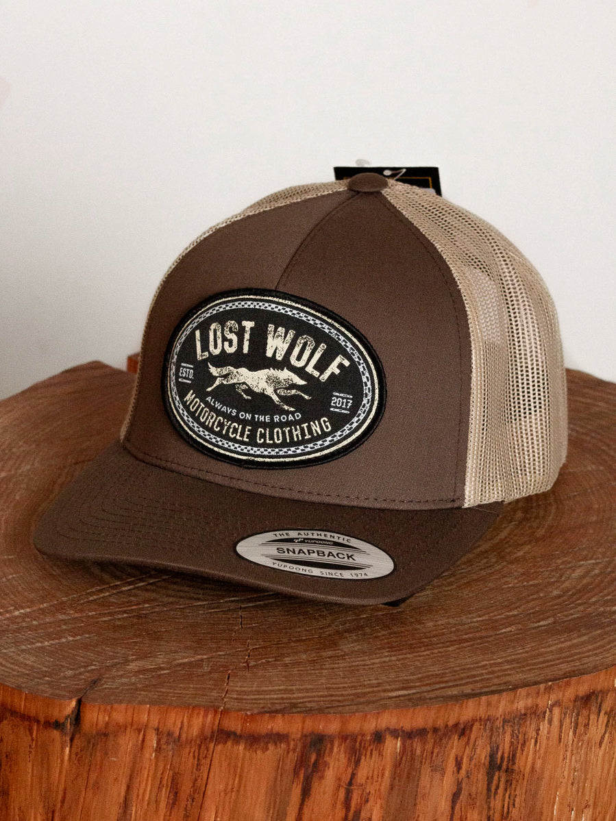 Wolf Khaki 5 Panel Cap - Retro Trucker 2-Tone Cap