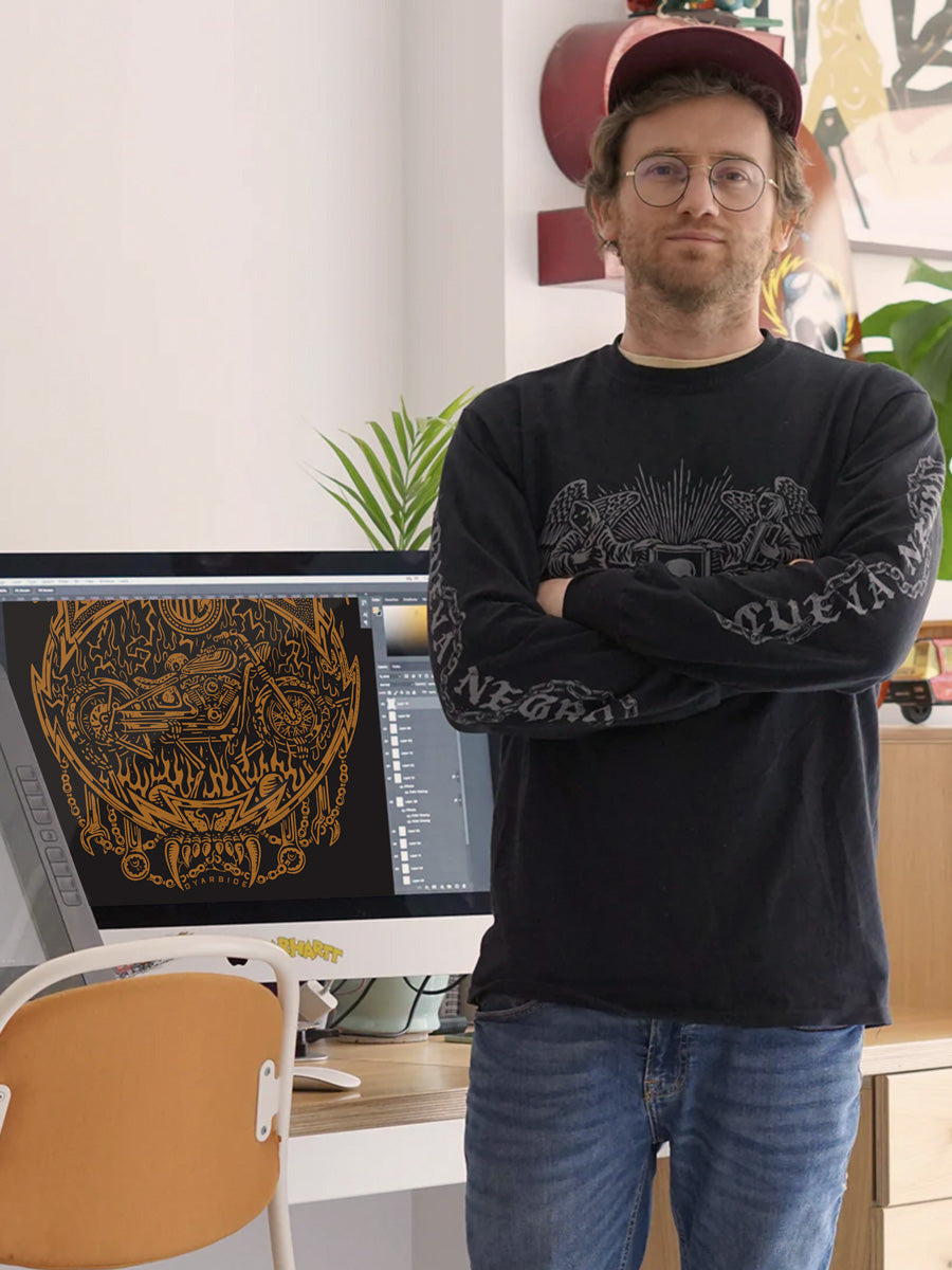 Chains Of Fire T-shirt - Black by Pedro Oyarbide