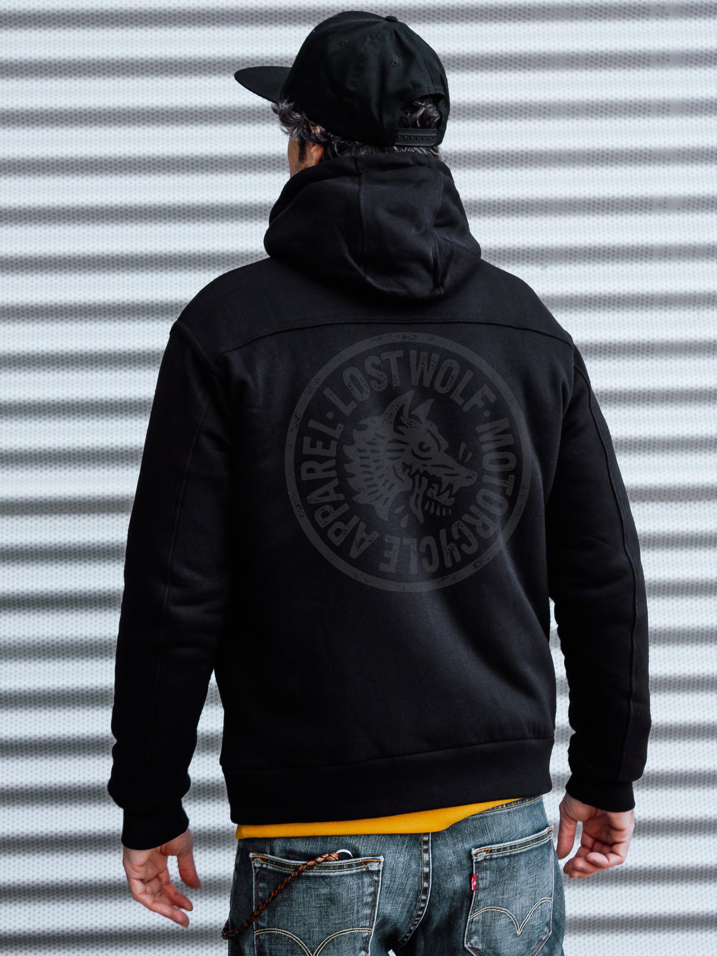 Wolf Zip-up faux shearling jacket - Black