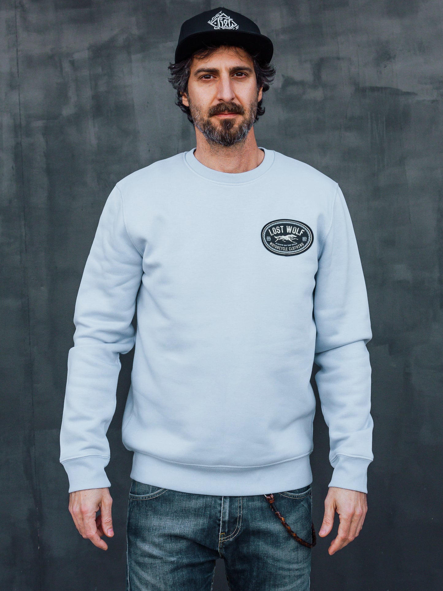 Wolf Patch Hoodie - Sky Blue