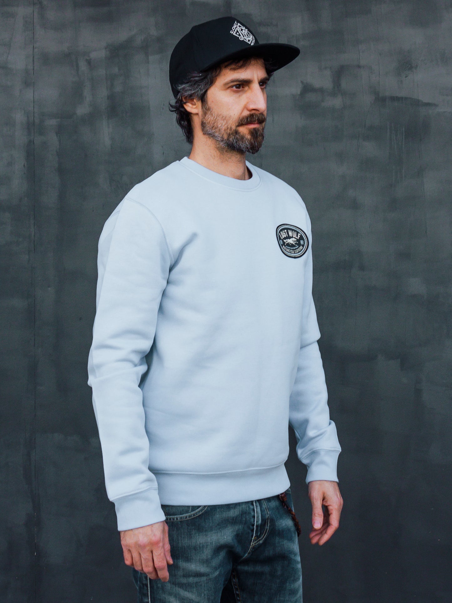 Wolf Patch Hoodie - Sky Blue