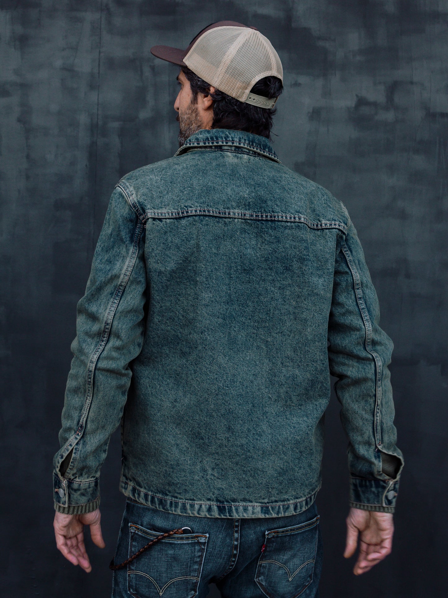 Sand Wolf overshirt with zip jacket - Denim