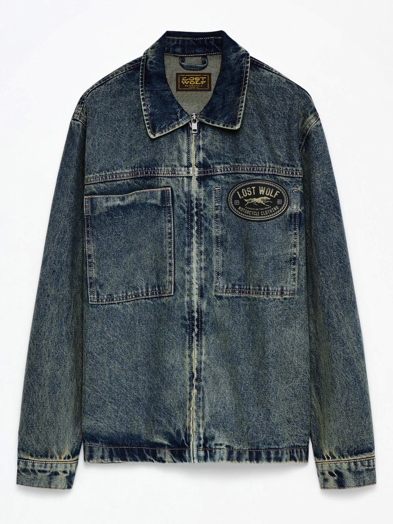 Sand Wolf overshirt with zip jacket - Denim