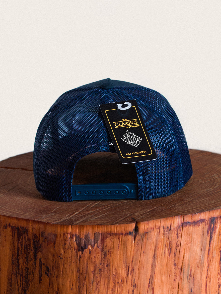 Brand Cap. Curved 5 Panel Cap - Snapback Trucker Cap Blue