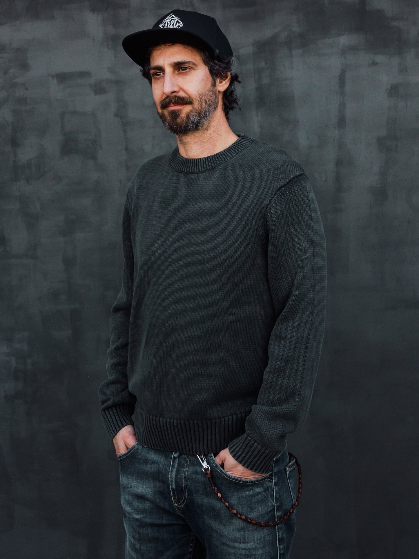 Sailor Relaxed fit knit sweater - Charcoal Grey