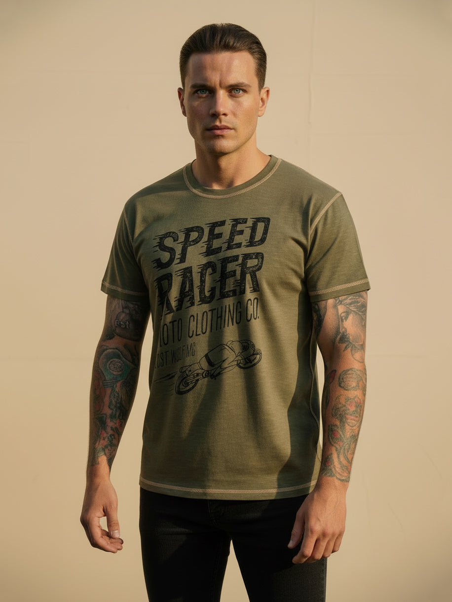 Speed Racer T-shirt - Dirty Green & Yellow
