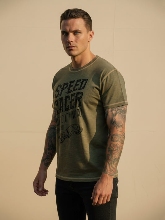 Speed Racer T-shirt - Dirty Green & Yellow