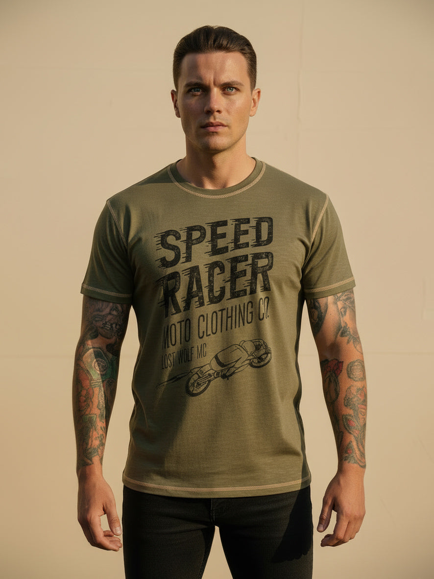 Speed Racer T-shirt - Dirty Green & Yellow