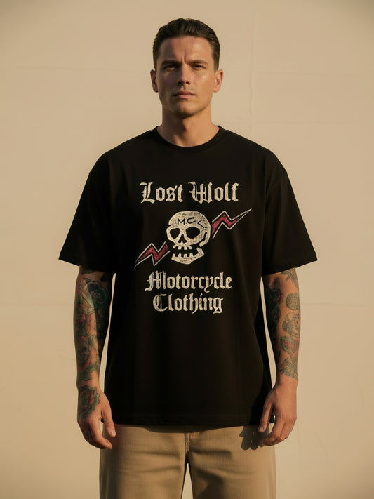 Skull & Thunders t-shirt -  Black OVERSIZE