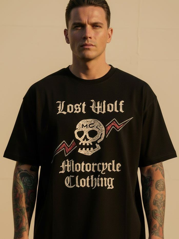 Skull & Thunders t-shirt -  Black OVERSIZE