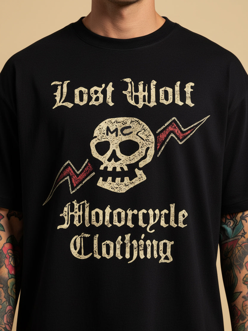 Skull & Thunders t-shirt -  Black OVERSIZE